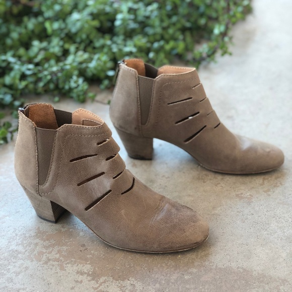 Aquatalia Shoes - Aquatalia Freida Tan Leather Laser Cut Ankle Boots